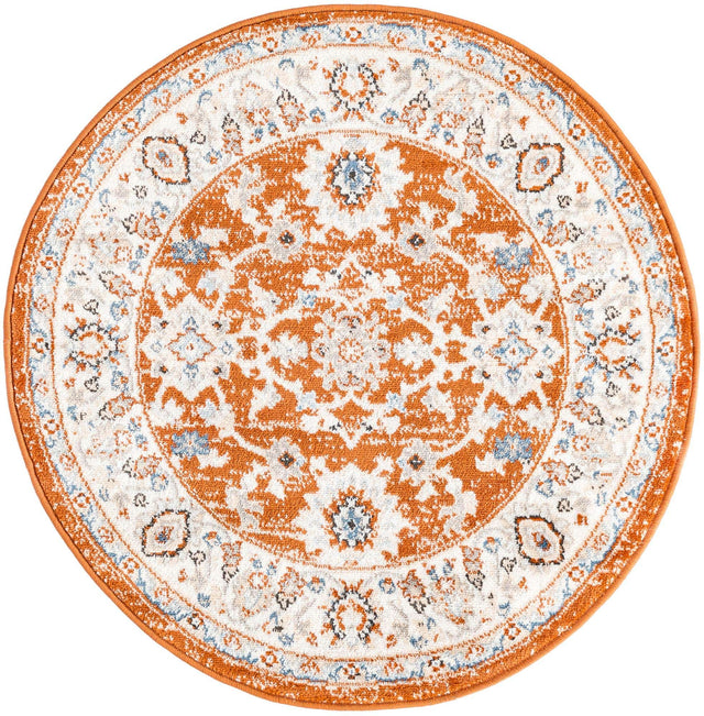 Rust Red 3' 1 x 3' 1 Charlotte Round Area Rug 100% Polypropylene With Jute Backing Traditional Classical Durable Carpet for Living Dining Office Rooms for Sale at Rug Engine