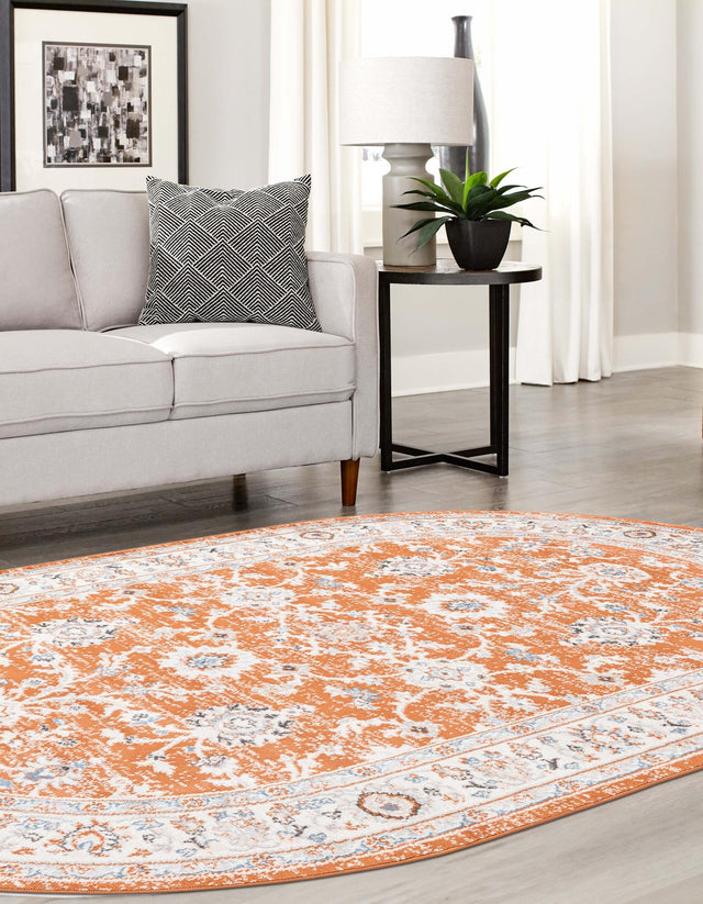 Rust Red 4' 1 x 6' 1 Charlotte Oval Area Rug 100% Polypropylene With Jute Backing Traditional Classical Durable Carpet for Living Dining Office Rooms for Sale at Rug Engine