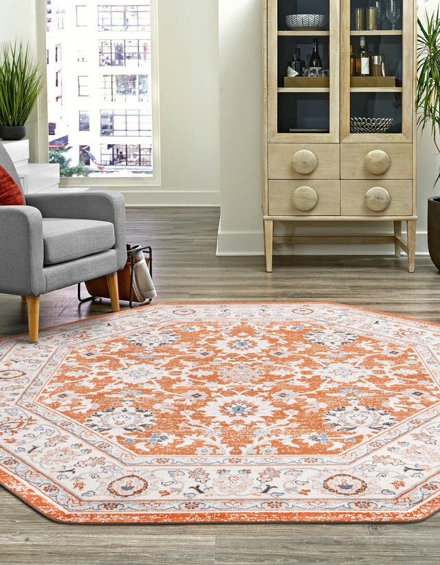 Rust Red 7' 10 x 7' 10 Charlotte Octagon Area Rug 100% Polypropylene With Jute Backing Traditional Classical Durable Carpet for Living Dining Office Rooms for Sale at Rug Engine
