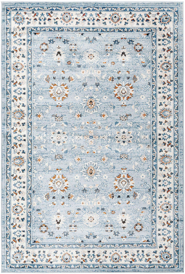 Aqua Blue 6' 1 x 9' Charlotte Rectangle Area Rug 100% Polypropylene With Jute Backing Traditional Classical Durable Carpet for Living Dining Office Rooms for Sale at Rug Engine