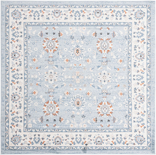 Aqua Blue 7' 10 x 7' 10 Charlotte Square Area Rug 100% Polypropylene With Jute Backing Traditional Classical Durable Carpet for Living Dining Office Rooms for Sale at Rug Engine