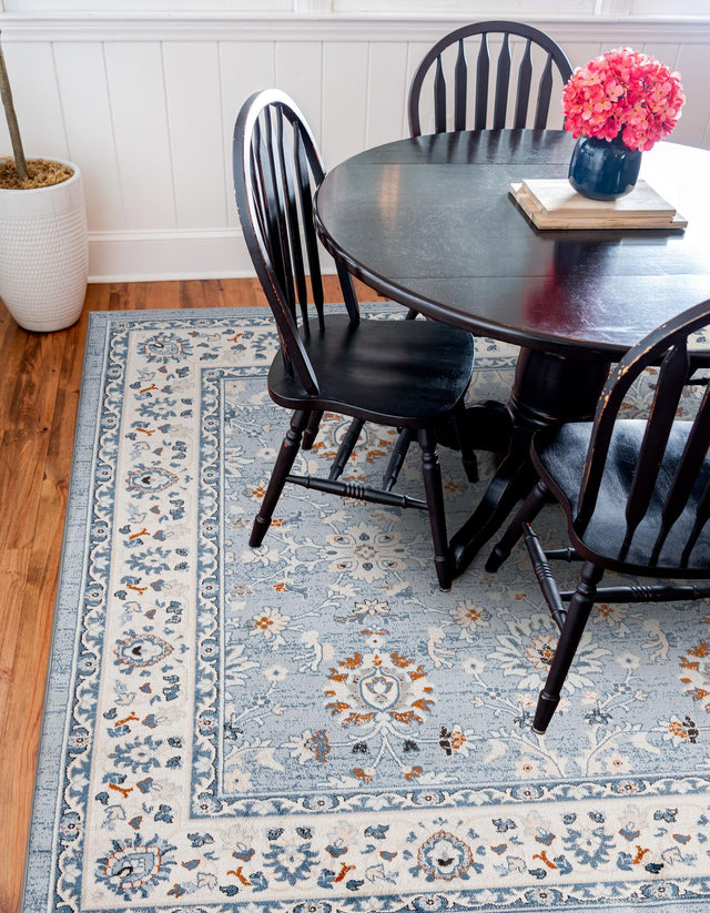 Aqua Blue 10' x 10' Charlotte Square Area Rug 100% Polypropylene With Jute Backing Traditional Classical Durable Carpet for Living Dining Office Rooms for Sale at Rug Engine