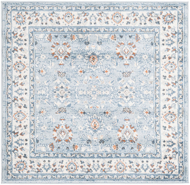 Aqua Blue 4' 1 x 4' 1 Charlotte Square Area Rug 100% Polypropylene With Jute Backing Traditional Classical Durable Carpet for Living Dining Office Rooms for Sale at Rug Engine