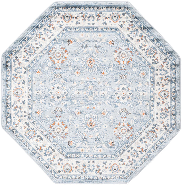 Aqua Blue 5' 3 x 5' 3 Charlotte Octagon Area Rug 100% Polypropylene With Jute Backing Traditional Classical Durable Carpet for Living Dining Office Rooms for Sale at Rug Engine