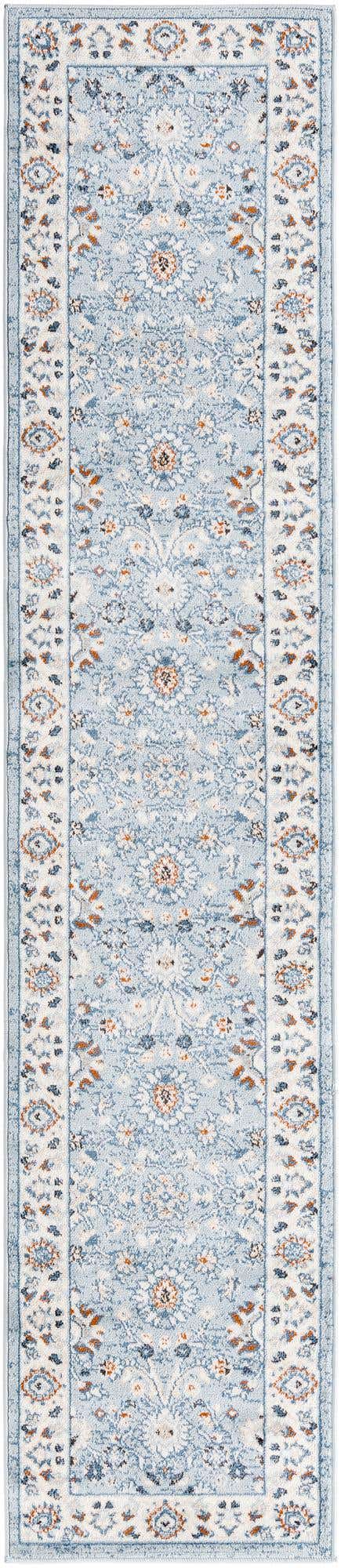 Aqua Blue 2' x 9' 10 Charlotte Runner Area Rug 100% Polypropylene With Jute Backing Traditional Classical Durable Carpet for Living Dining Office Rooms for Sale at Rug Engine
