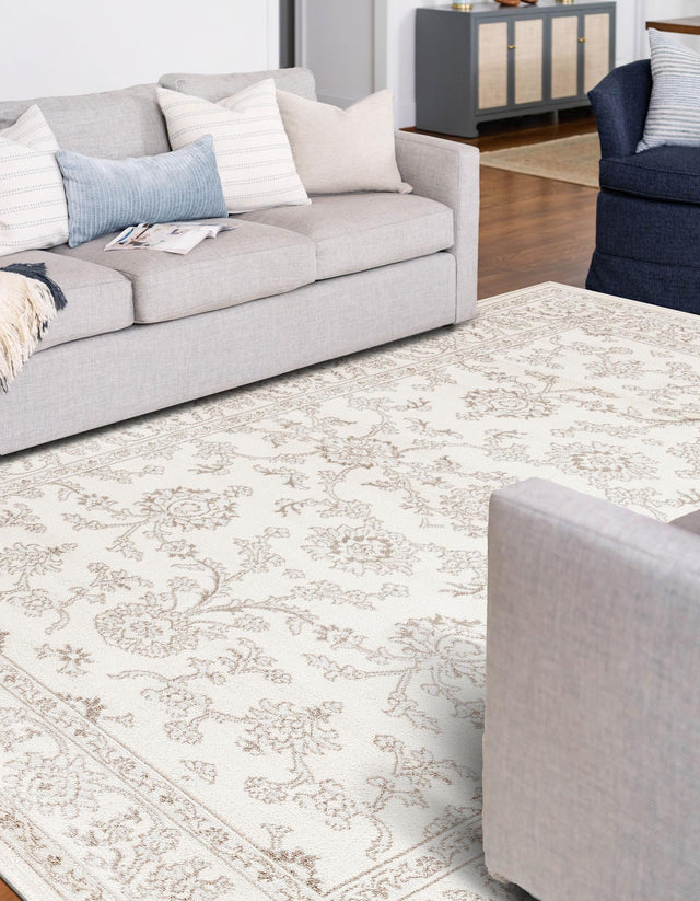 Ivory 6' 1 x 9' Charlotte Rectangle Area Rug 100% Polypropylene With Jute Backing Traditional Classical Durable Carpet for Living Dining Office Rooms for Sale at Rug Engine