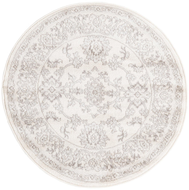 Ivory 3' 1 x 3' 1 Charlotte Round Area Rug 100% Polypropylene With Jute Backing Traditional Classical Durable Carpet for Living Dining Office Rooms for Sale at Rug Engine