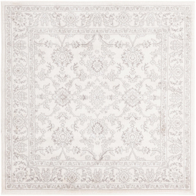Ivory 5' 3 x 5' 3 Charlotte Square Area Rug 100% Polypropylene With Jute Backing Traditional Classical Durable Carpet for Living Dining Office Rooms for Sale at Rug Engine