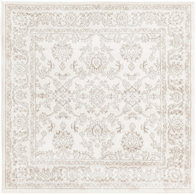Ivory 4' 1 x 4' 1 Charlotte Square Area Rug 100% Polypropylene With Jute Backing Traditional Classical Durable Carpet for Living Dining Office Rooms for Sale at Rug Engine