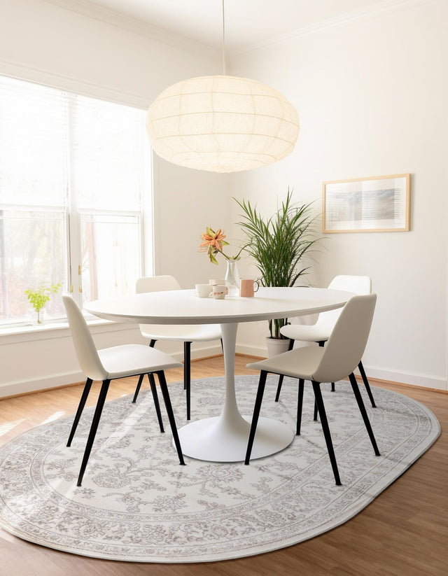 Ivory 6' 1 x 9' Charlotte Oval Area Rug 100% Polypropylene With Jute Backing Traditional Classical Durable Carpet for Living Dining Office Rooms for Sale at Rug Engine