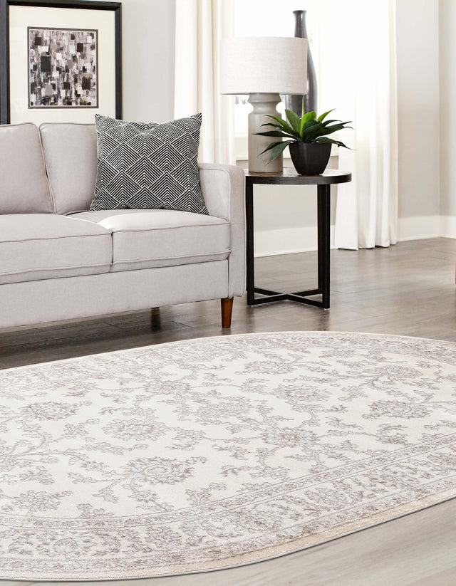 Ivory 4' 1 x 6' 1 Charlotte Oval Area Rug 100% Polypropylene With Jute Backing Traditional Classical Durable Carpet for Living Dining Office Rooms for Sale at Rug Engine
