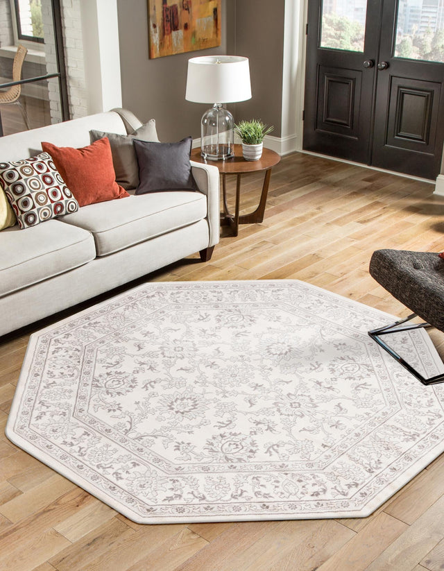 Ivory 7' 10 x 7' 10 Charlotte Octagon Area Rug 100% Polypropylene With Jute Backing Traditional Classical Durable Carpet for Living Dining Office Rooms for Sale at Rug Engine