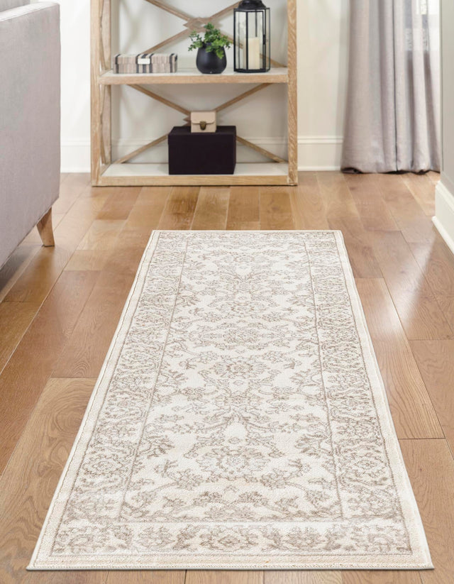 Ivory 2' x 6' 1 Charlotte Runner Area Rug 100% Polypropylene With Jute Backing Traditional Classical Durable Carpet for Living Dining Office Rooms for Sale at Rug Engine
