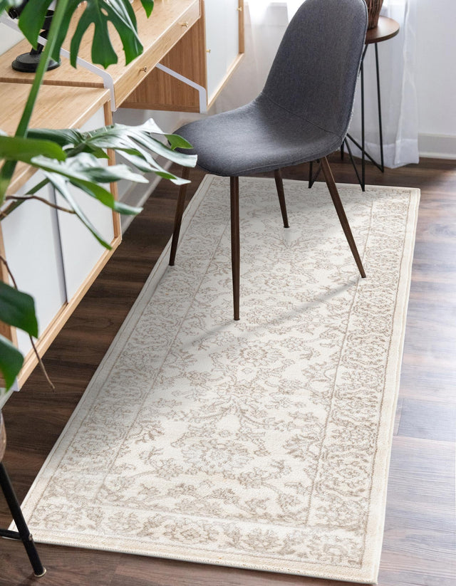 Ivory 2' x 7' 1 Charlotte Runner Area Rug 100% Polypropylene With Jute Backing Traditional Classical Durable Carpet for Living Dining Office Rooms for Sale at Rug Engine
