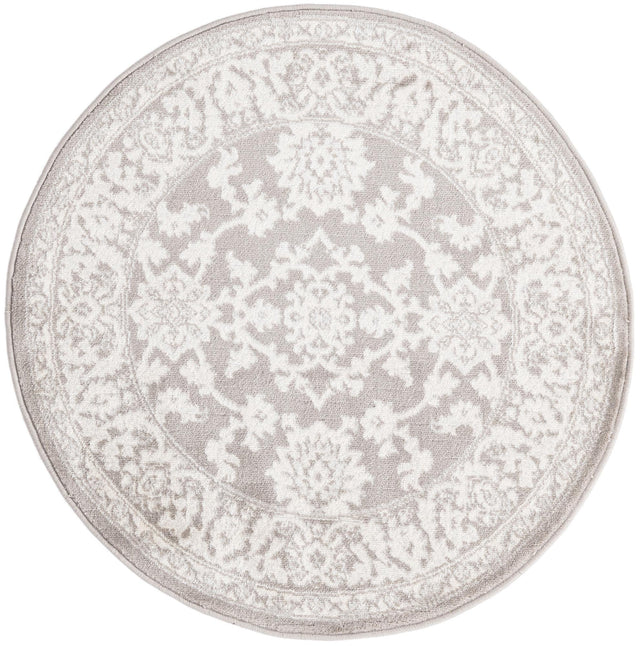 Light Gray 3' 1 x 3' 1 Charlotte Round Area Rug 100% Polypropylene With Jute Backing Traditional Classical Durable Carpet for Living Dining Office Rooms for Sale at Rug Engine