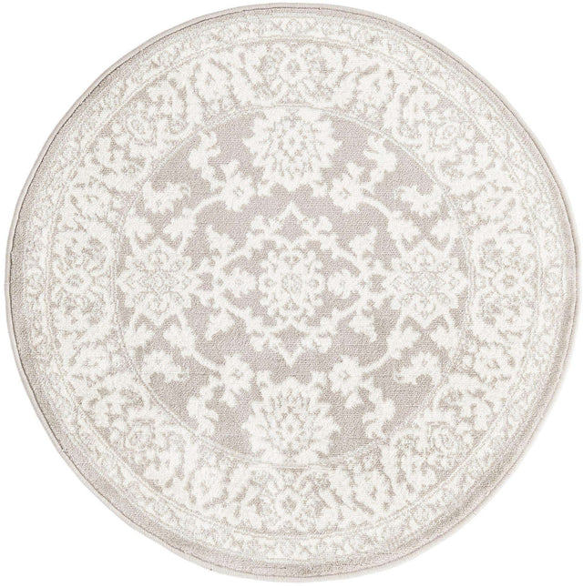 Light Gray 3' 1 x 3' 1 Charlotte Round Area Rug 100% Polypropylene With Jute Backing Traditional Classical Durable Carpet for Living Dining Office Rooms for Sale at Rug Engine