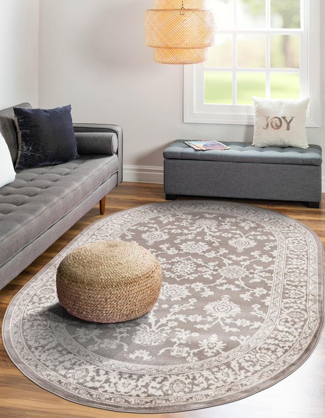 Light Gray 7' 10 x 10' Charlotte Oval Area Rug 100% Polypropylene With Jute Backing Traditional Classical Durable Carpet for Living Dining Office Rooms for Sale at Rug Engine