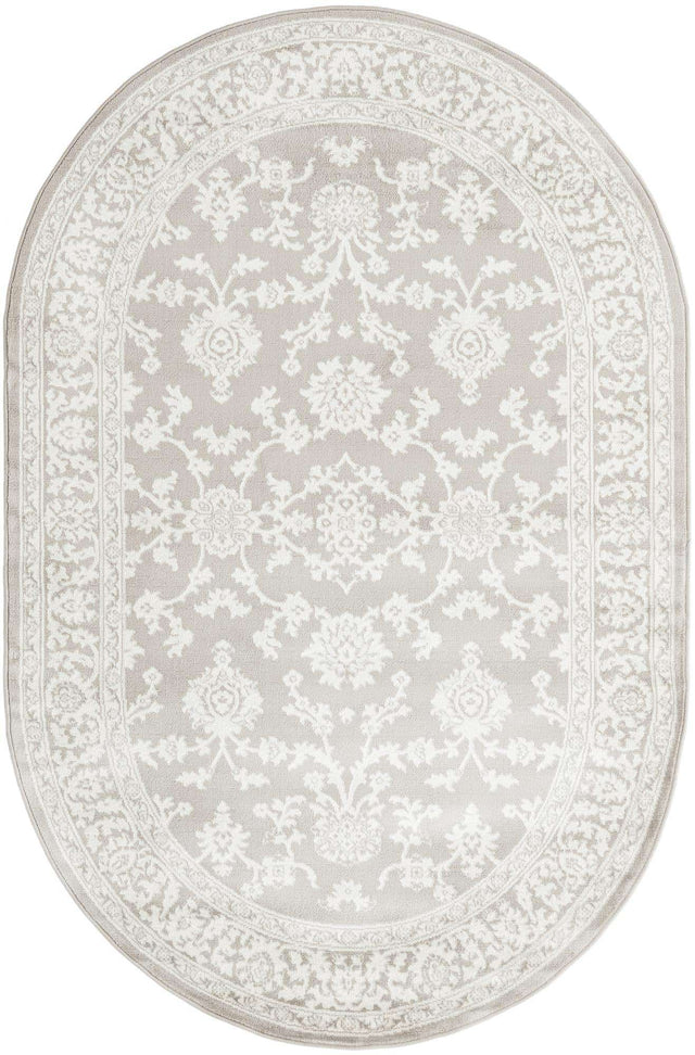 Light Gray 5' 3 x 8' Charlotte Oval Area Rug 100% Polypropylene With Jute Backing Traditional Classical Durable Carpet for Living Dining Office Rooms for Sale at Rug Engine