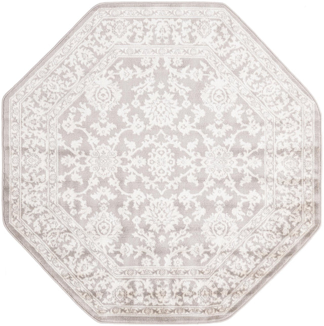 Light Gray 5' 3 x 5' 3 Charlotte Octagon Area Rug 100% Polypropylene With Jute Backing Traditional Classical Durable Carpet for Living Dining Office Rooms for Sale at Rug Engine