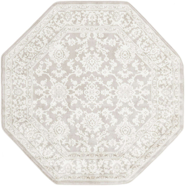 Light Gray 5' 3 x 5' 3 Charlotte Octagon Area Rug 100% Polypropylene With Jute Backing Traditional Classical Durable Carpet for Living Dining Office Rooms for Sale at Rug Engine