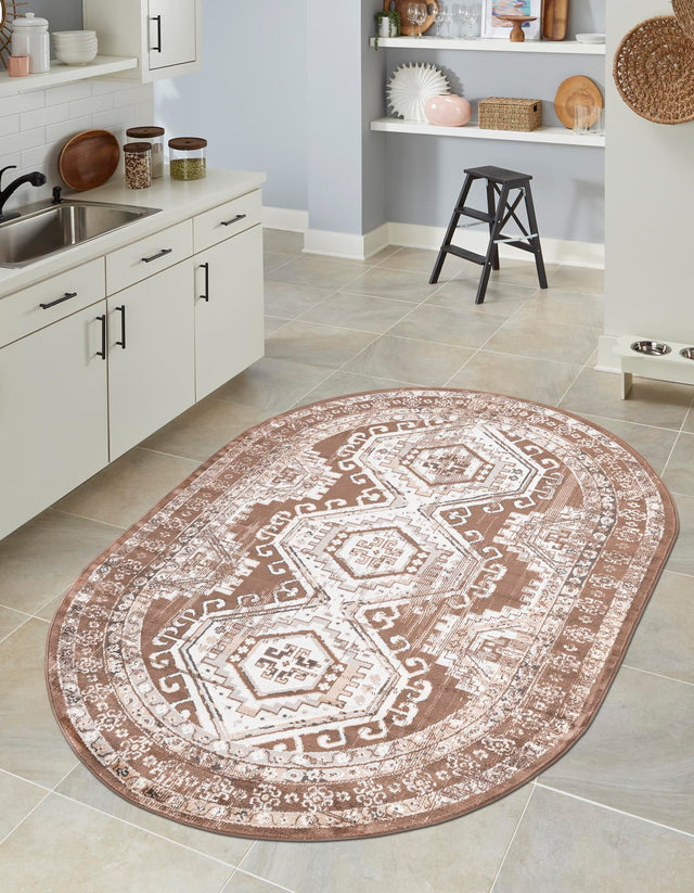 Brown 7' 10 x 10' Charlotte Oval Area Rug 100% Polypropylene With Jute Backing Traditional Classical Durable Carpet for Living Dining Office Rooms for Sale at Rug Engine