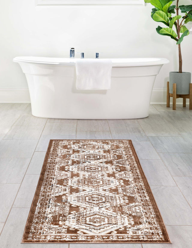 Brown 3' 1 x 13' 1 Charlotte Runner Area Rug 100% Polypropylene With Jute Backing Traditional Classical Durable Carpet for Living Dining Office Rooms for Sale at Rug Engine