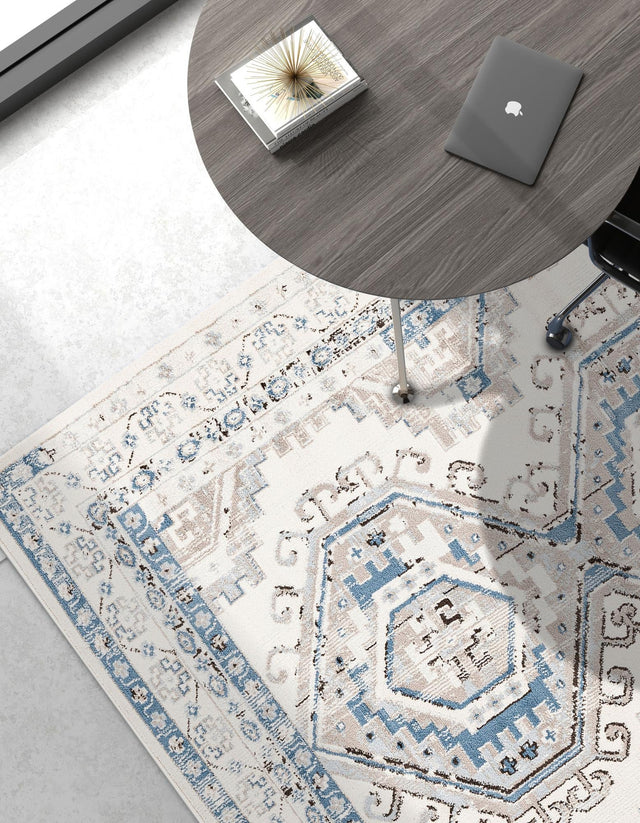 Ivory Aqua 10' x 14' 1 Charlotte Rectangle Area Rug 100% Polypropylene With Jute Backing Traditional Classical Durable Carpet for Living Dining Office Rooms for Sale at Rug Engine