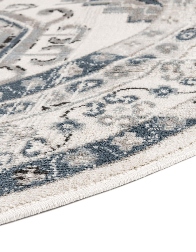 Ivory Aqua 7' 10 x 7' 10 Charlotte Round Area Rug 100% Polypropylene With Jute Backing Traditional Classical Durable Carpet for Living Dining Office Rooms for Sale at Rug Engine