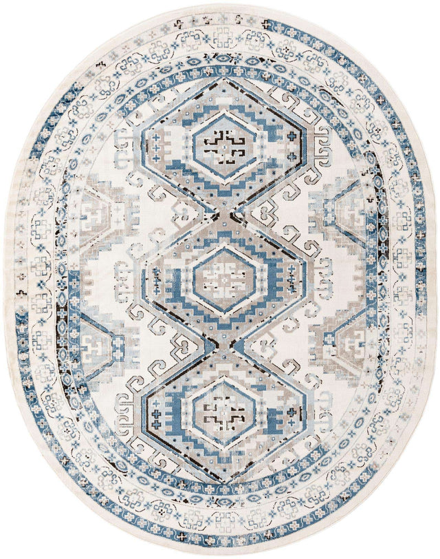 Ivory Aqua 7' 10 x 10' Charlotte Oval Area Rug 100% Polypropylene With Jute Backing Traditional Classical Durable Carpet for Living Dining Office Rooms for Sale at Rug Engine