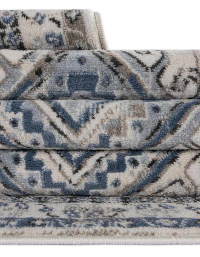 Ivory Aqua 5' 3 x 5' 3 Charlotte Octagon Area Rug 100% Polypropylene With Jute Backing Traditional Classical Durable Carpet for Living Dining Office Rooms for Sale at Rug Engine