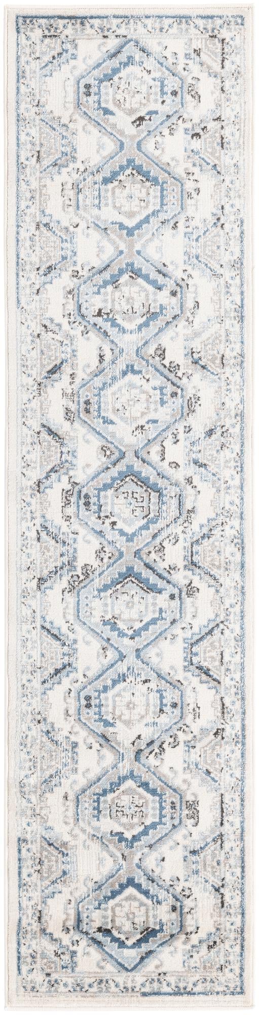 Ivory Aqua 2' x 8' Charlotte Runner Area Rug 100% Polypropylene With Jute Backing Traditional Classical Durable Carpet for Living Dining Office Rooms for Sale at Rug Engine