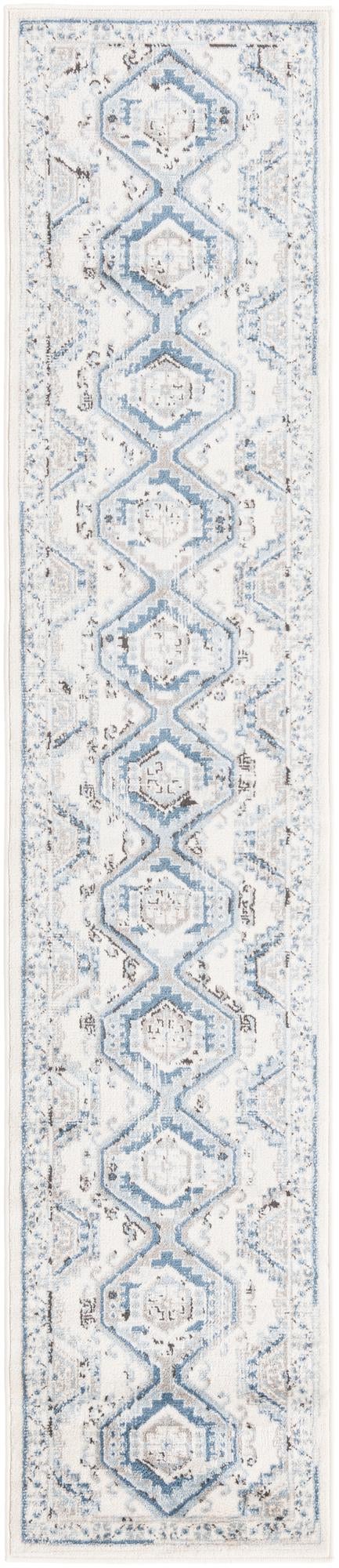 Ivory Aqua 2' x 10' Charlotte Runner Area Rug 100% Polypropylene With Jute Backing Traditional Classical Durable Carpet for Living Dining Office Rooms for Sale at Rug Engine