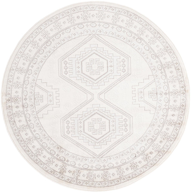 Ivory 5' 3 x 5' 3 Charlotte Round Area Rug 100% Polypropylene With Jute Backing Traditional Classical Durable Carpet for Living Dining Office Rooms for Sale at Rug Engine