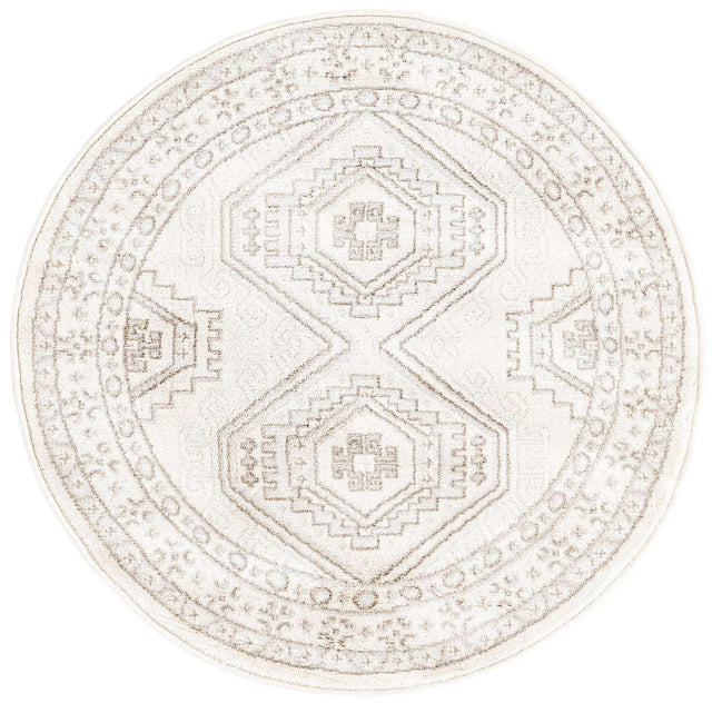 Ivory 3' 1 x 3' 1 Charlotte Round Area Rug 100% Polypropylene With Jute Backing Traditional Classical Durable Carpet for Living Dining Office Rooms for Sale at Rug Engine
