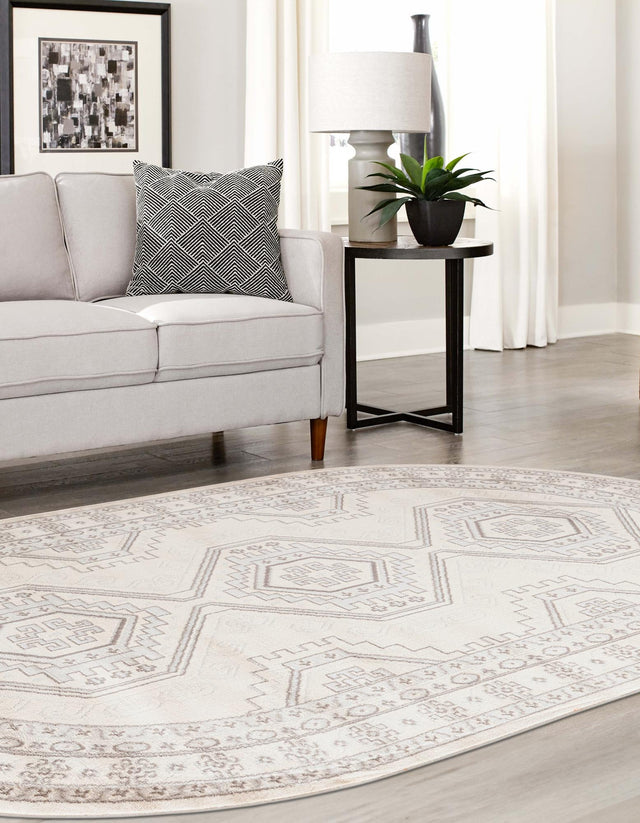 Ivory 7' 10 x 10' Charlotte Oval Area Rug 100% Polypropylene With Jute Backing Traditional Classical Durable Carpet for Living Dining Office Rooms for Sale at Rug Engine