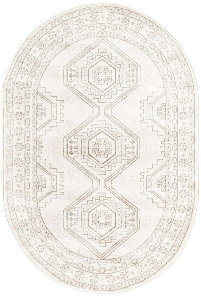 Ivory 4' 1 x 6' 1 Charlotte Oval Area Rug 100% Polypropylene With Jute Backing Traditional Classical Durable Carpet for Living Dining Office Rooms for Sale at Rug Engine