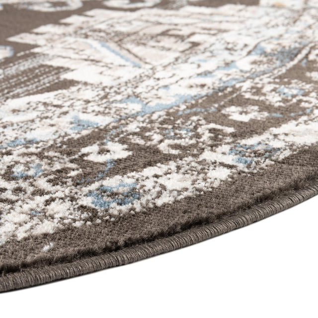 Gray 7' 10 x 7' 10 Charlotte Round Area Rug 100% Polypropylene With Jute Backing Traditional Classical Durable Carpet for Living Dining Office Rooms for Sale at Rug Engine