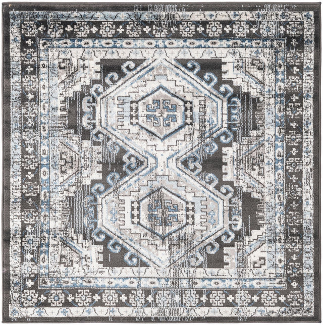Gray 4' 1 x 4' 1 Charlotte Square Area Rug 100% Polypropylene With Jute Backing Traditional Classical Durable Carpet for Living Dining Office Rooms for Sale at Rug Engine