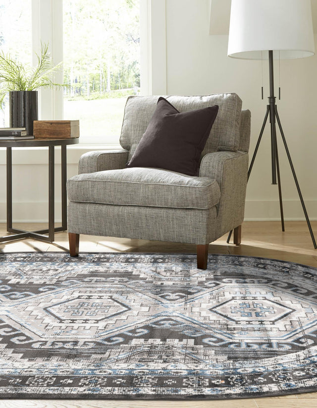 Gray 4' 1 x 6' 1 Charlotte Oval Area Rug 100% Polypropylene With Jute Backing Traditional Classical Durable Carpet for Living Dining Office Rooms for Sale at Rug Engine