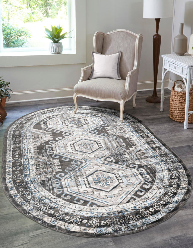 Gray 7' 10 x 10' Charlotte Oval Area Rug 100% Polypropylene With Jute Backing Traditional Classical Durable Carpet for Living Dining Office Rooms for Sale at Rug Engine