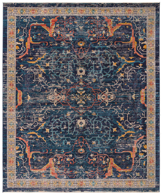 Navy Blue 10' x 12' 4 Lola Rectangle Area Rug Polypropylene With Jute Backing Traditional Pattern Easy Clean Carpet for Home Interior Design for Sale at Rug Engine