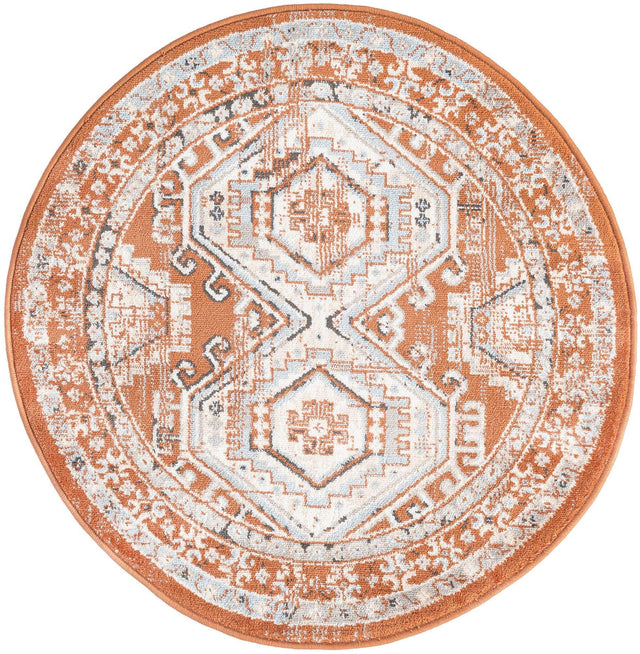 Terracotta 3' 1 x 3' 1 Charlotte Round Area Rug 100% Polypropylene With Jute Backing Traditional Classical Durable Carpet for Living Dining Office Rooms for Sale at Rug Engine