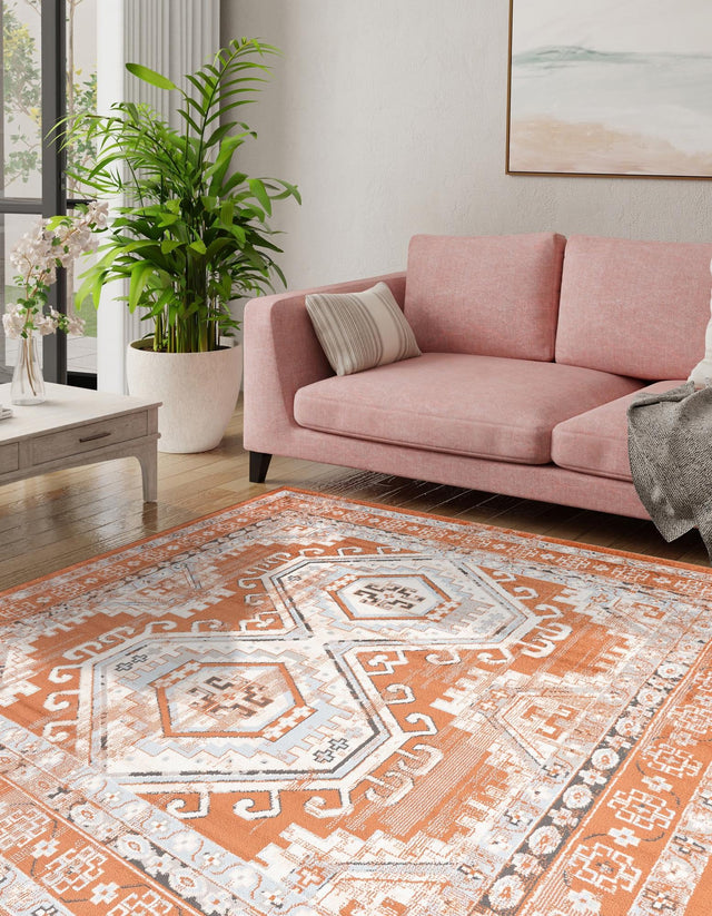 Terracotta 7' 10 x 7' 10 Charlotte Square Area Rug 100% Polypropylene With Jute Backing Traditional Classical Durable Carpet for Living Dining Office Rooms for Sale at Rug Engine