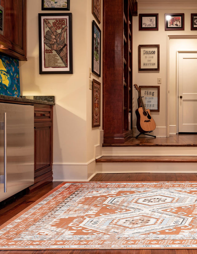 Terracotta 5' 3 x 5' 3 Charlotte Square Area Rug 100% Polypropylene With Jute Backing Traditional Classical Durable Carpet for Living Dining Office Rooms for Sale at Rug Engine