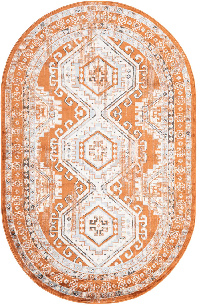 Terracotta 5' 3 x 8' Charlotte Oval Area Rug 100% Polypropylene With Jute Backing Traditional Classical Durable Carpet for Living Dining Office Rooms for Sale at Rug Engine