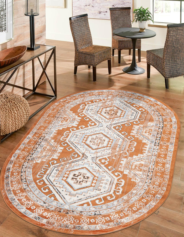 Terracotta 3' 1 x 5' 3 Charlotte Oval Area Rug 100% Polypropylene With Jute Backing Traditional Classical Durable Carpet for Living Dining Office Rooms for Sale at Rug Engine