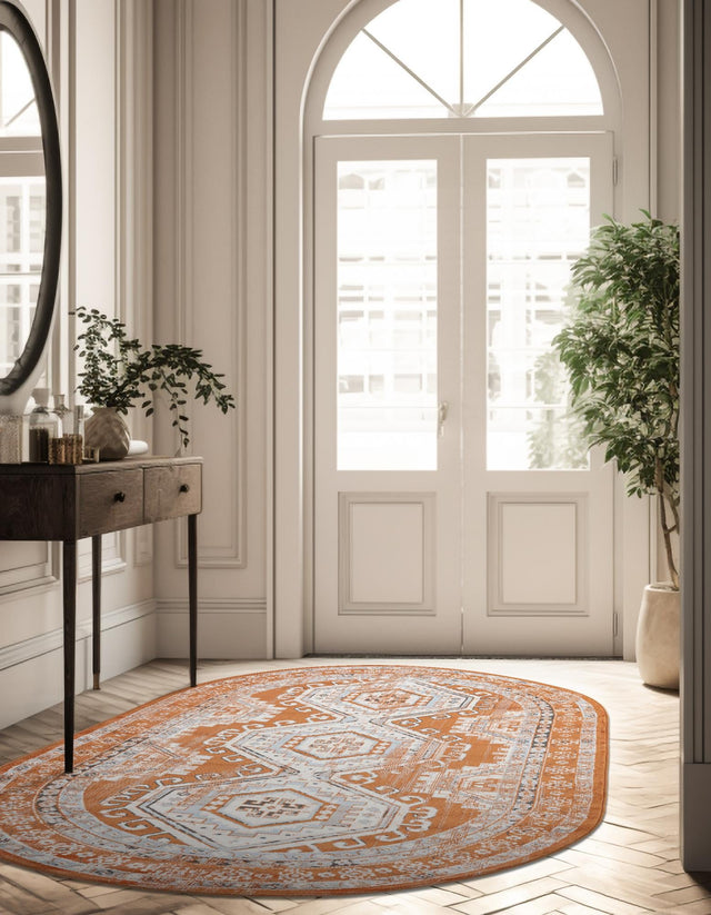 Terracotta 6' 1 x 9' Charlotte Oval Area Rug 100% Polypropylene With Jute Backing Traditional Classical Durable Carpet for Living Dining Office Rooms for Sale at Rug Engine
