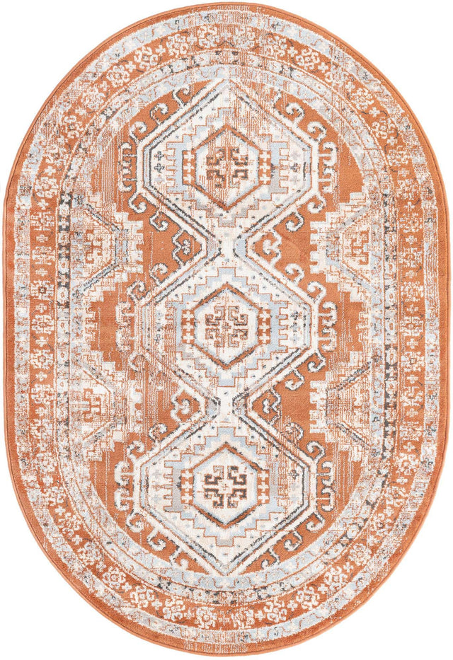 Terracotta 4' 1 x 6' 1 Charlotte Oval Area Rug 100% Polypropylene With Jute Backing Traditional Classical Durable Carpet for Living Dining Office Rooms for Sale at Rug Engine