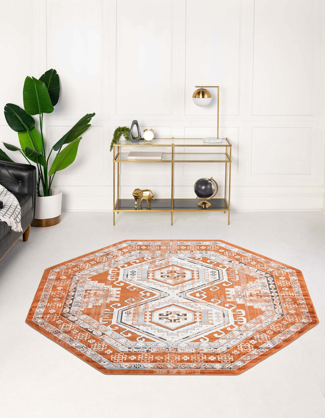 Terracotta 7' 10 x 7' 10 Charlotte Octagon Area Rug 100% Polypropylene With Jute Backing Traditional Classical Durable Carpet for Living Dining Office Rooms for Sale at Rug Engine