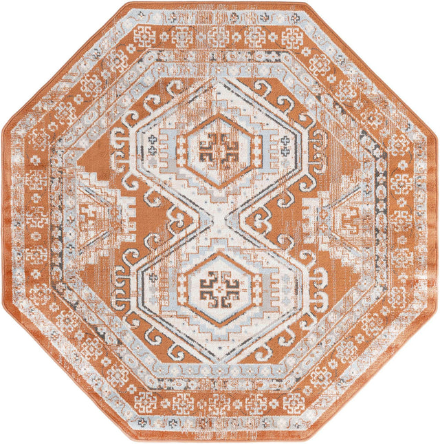 Terracotta 5' 3 x 5' 3 Charlotte Octagon Area Rug 100% Polypropylene With Jute Backing Traditional Classical Durable Carpet for Living Dining Office Rooms for Sale at Rug Engine